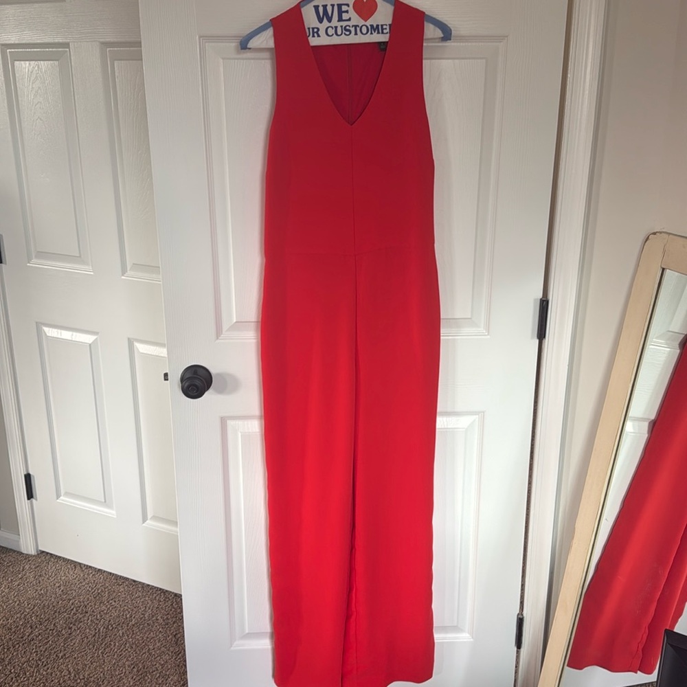 Banana Republic gorgeous red jumpsuit with matching sash tie belt!